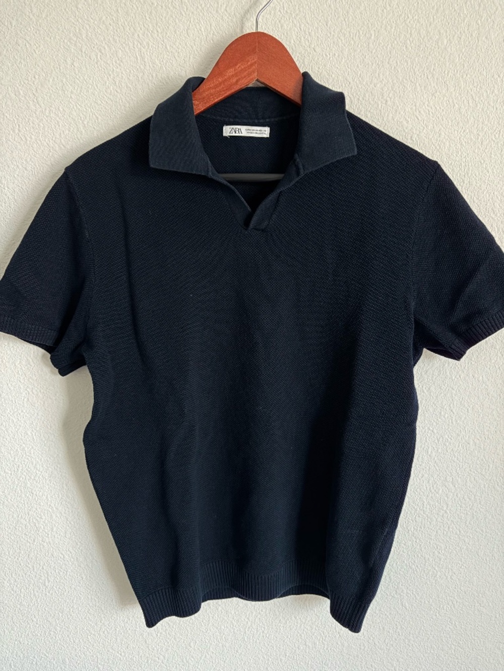 Zara mesh like short sleeve T-shirt collared